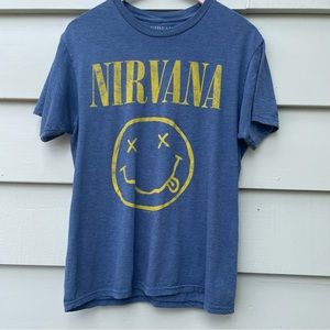 Blue and Yellow Nirvana Band T Shirt Medium